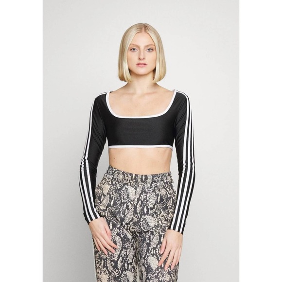 Adidas long Sleeve Bolero Top with White piping & Square Neckline - Picture 4 of 5